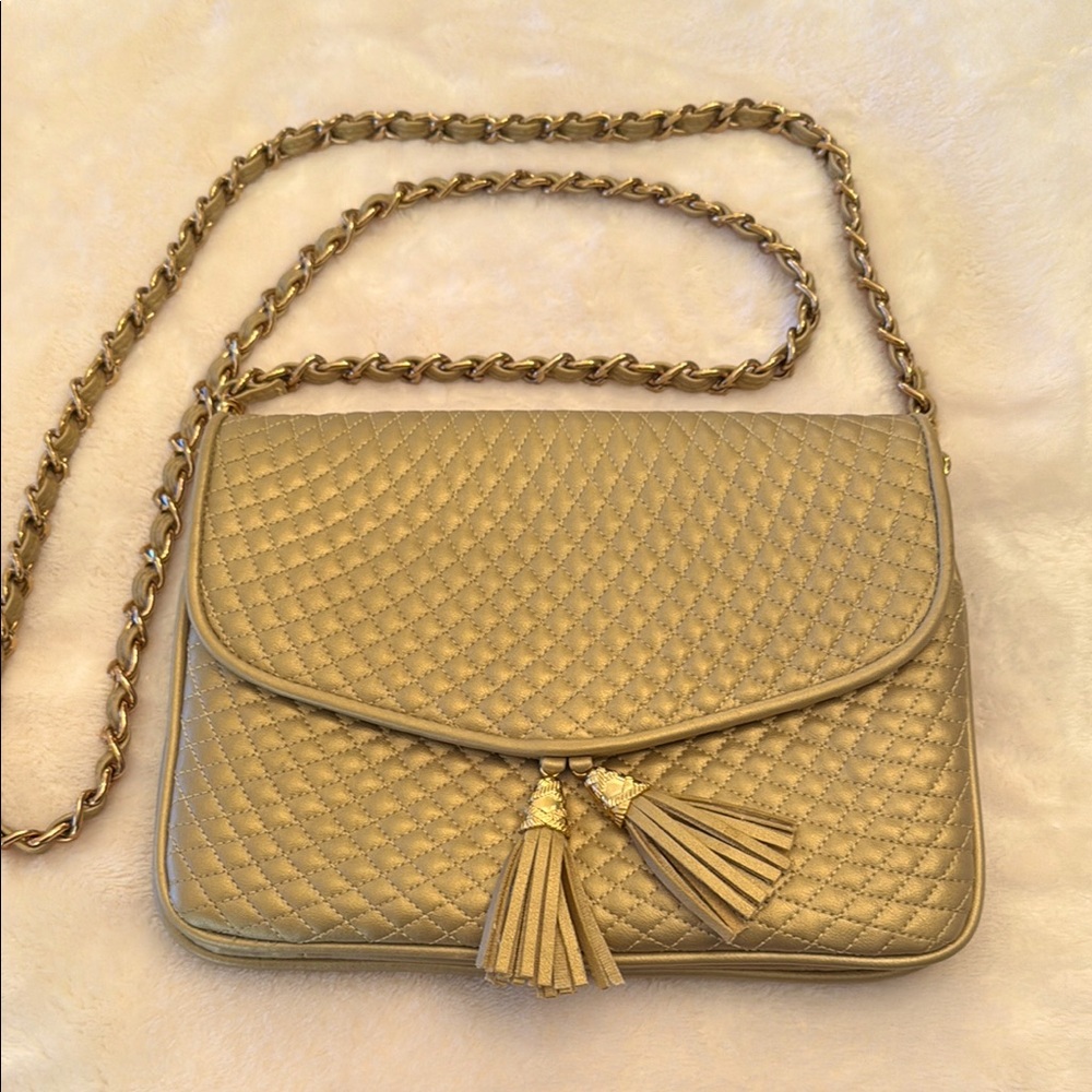 Quilted Gold Chain Crossbody or Clutch